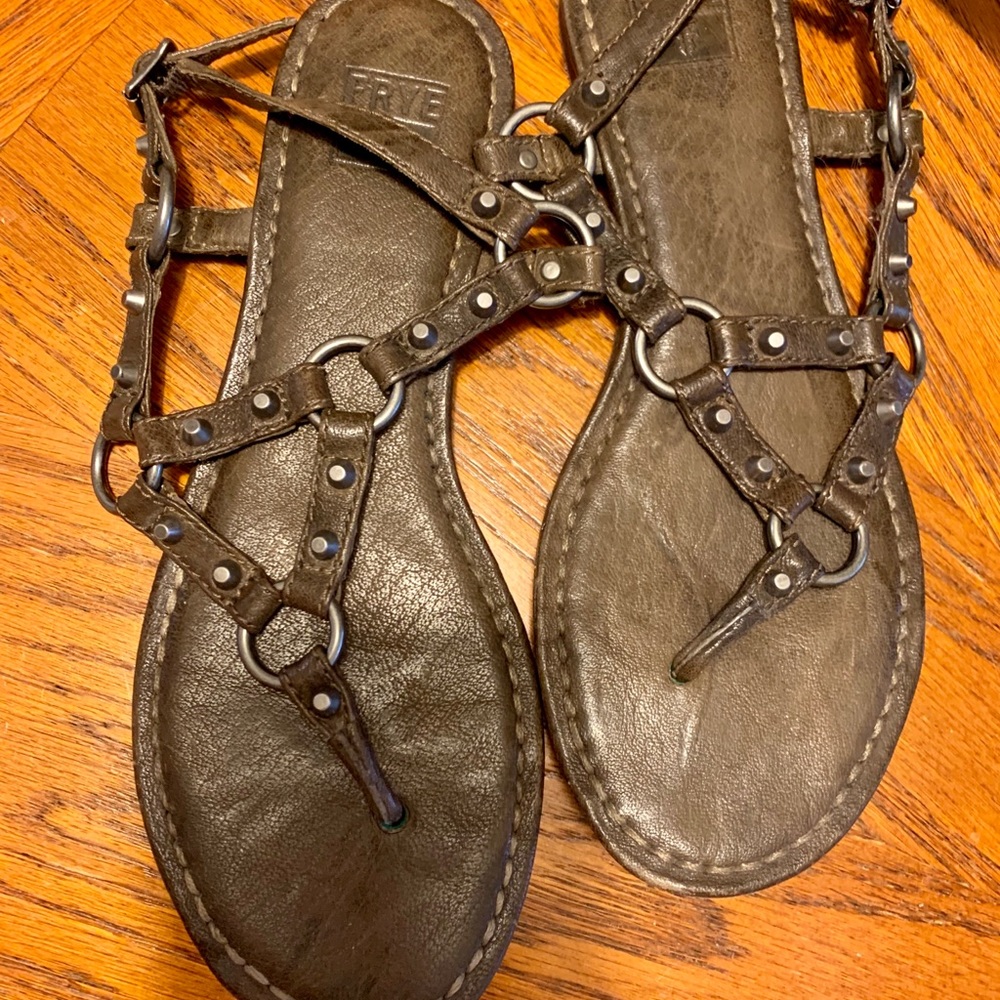 Frye Studded Sandals- Slate